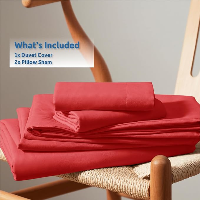 Nestl Red Duvet Cover King Size - Soft Double Brushed King Duvet Cover Set, 3 Piece, with Button Closure, 1 Duvet Cover 104x90 inches and 2 Pillow Shams
