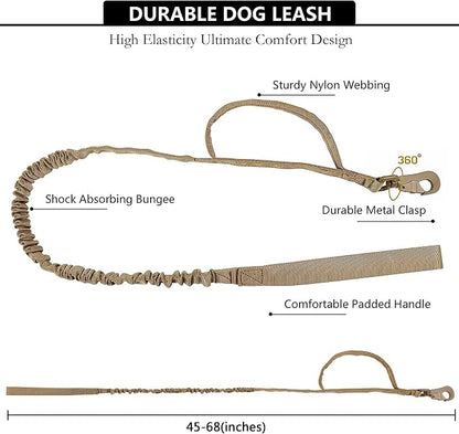 Tactical AirTag Dog Collar Leash Set - Heavy Duty, Adjustable GPS Collar | Compatible with Apple AirTag, with Holder & Control Handle for Medium/Large Dogs [ Brown, M ]