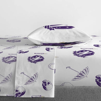 Jay Franco Wednesday Addams Twin Comforter Set 5 Piece Bedding Includes Sheet Set & Pillow Covers - Black and Grey Stripes Super Soft Kids Bedding