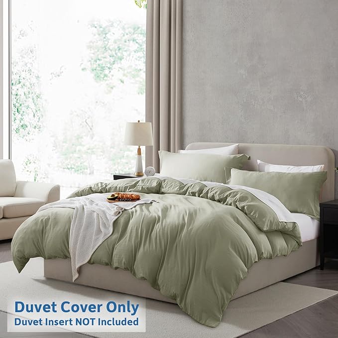 Nestl Twin Duvet Cover Set - Soft Prewashed Light Sage Duvet Cover Twin/Twin XL, 2 Piece, with Zipper Closure, 1 Duvet Cover 68x90 inches and 1 Pillow Sham