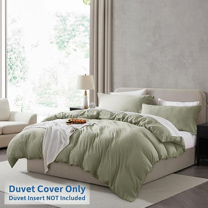 Nestl Twin Duvet Cover Set - Soft Prewashed Light Sage Duvet Cover Twin/Twin XL, 2 Piece, with Zipper Closure, 1 Duvet Cover 68x90 inches and 1 Pillow Sham