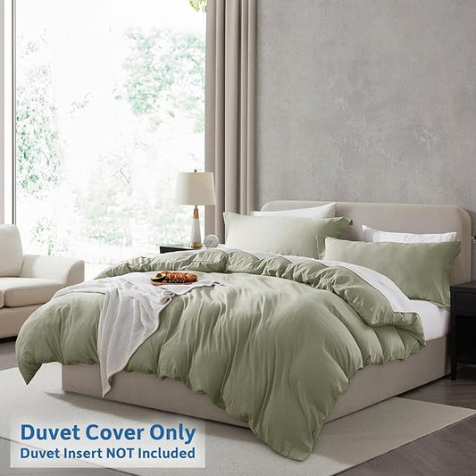 Nestl Light Sage Duvet Cover King Size - Soft Prewashed King Duvet Cover Set, 3 Piece, with Zipper Closure, 1 Duvet Cover 104x90 inches and 2 Pillow Shams