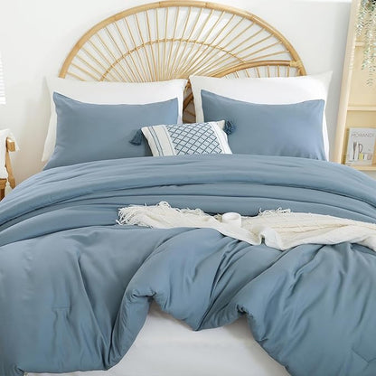 Weigelia Boho Dusty Blue 3PCS Microfiber Bed Comforter Set for All Seasons - Soft, Lightweight Comforter and Pillowcases