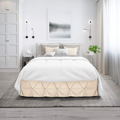 Nestl Beige Cream Bed Skirt Twin Size, Pinch Pleat Twin Bed Skirt, 14" Inch Drop Twin Bedskirt, Hotel Quality Beige Cream Bed Skirts, Microfiber Bedskirt for Twin Bed, Beige Cream Twin Bed Skirt