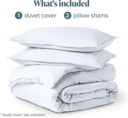 Bare Home Bedding Duvet Cover Queen Size - Premium 1800 Super Soft Duvet Covers Collection - Lightweight, Cooling Duvet Cover - Soft Breathable Bedding (Queen, White)
