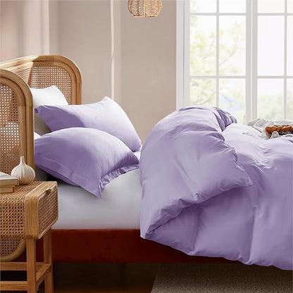 Nestl Lavender Duvet Cover Full Size - Soft Double Brushed Full Size Duvet Cover Set, 3 Piece, with Button Closure, 1 Duvet Cover 80x90 inches and 2 Pillow Shams