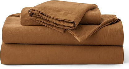 Bedsure 100% Washed Cotton Duvet Cover King Size - Hazelnut Brown Minimalist Bedding Set Linen Like - PureWoven Plain Simple & Soft Comforter Cover for All Seasons (Hazelnut Brown, King, 104"x90")