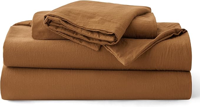 Bedsure 100% Washed Cotton Duvet Cover Queen Size - Hazelnut Brown Minimalist Bedding Set Linen Like - PureWoven Plain Simple & Soft Comforter Cover for All Seasons (Hazelnut Brown, Queen, 90"x90")