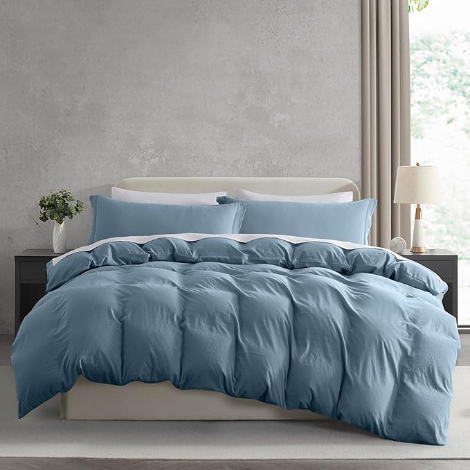 Nestl Stone Blue Duvet Cover King Size - Soft Prewashed King Duvet Cover Set, 3 Piece, with Zipper Closure, 1 Duvet Cover 104x90 inches and 2 Pillow Shams