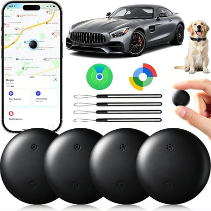 GPS Tracker for Vehicles No Subscription, iOS & Android Dual System | Precise Location Car Tracker Tag, IP66 Waterproof Bluetooth Tracker Device for Key, Luggage, Wallet, Kid and Pet (2-Pack)