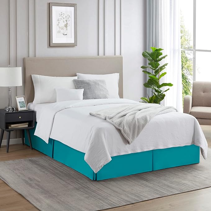 Nestl Teal Twin XL Bed Skirt - Twin XL Size Bed Skirt 14 Inch Drop - Brushed Microfiber Bed Skirts - Hotel Quality Pleated Bed Skirt - Shrinkage & Fade Resistant