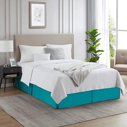 Nestl Teal Full Bed Skirt - Full Size Bed Skirt 14 Inch Drop - Brushed Microfiber Bed Skirts - Hotel Quality Pleated Bed Skirt - Shrinkage & Fade Resistant