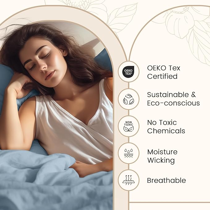 100% Egyptian Cotton Sheets Queen Size Set, 800TC 15" Deep Pocket Queen Sheets Set, Soft Breathable Sateen Weave 4PC Elasticated Sheet & Pillowcase Sets, No Pill & Shrink, Fade Resistant- French Blue