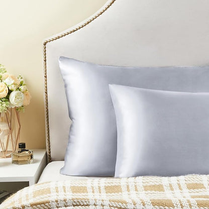 BEDELITE Satin Pillowcase for Hair and Skin, Super Soft and Cooling Similar to Silk Pillow Cases 2 Pack with Envelope Closure, Gift for Women Men(20"x26" Standard Size, Evening Haze)