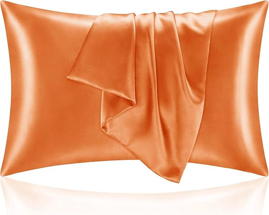 BEDELITE Satin Pillowcase with Zipper 2 Pack, Burnt Orange Pillow Cases Standard Size, Super Soft and Cooling Similar to Silk Pillow Cases, Gift for Women Men(20x26 Inches)
