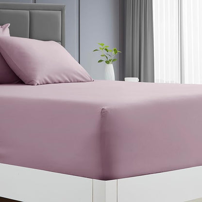 Clara Clark Twin XL Sheets - Hotel Luxury 5 Piece Bed Sheets for Twin XL Size Bed - Soft Bedding Sheets & Pillowcases, Fits Mattress up to 16 inch deep. Twin XL, Dusty Purple