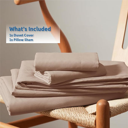 Nestl Twin Duvet Cover Set - Soft Double Brushed Khaki Duvet Cover Twin/Twin XL, 2 Piece, with Button Closure, 1 Duvet Cover 68x90 inches and 1 Pillow Sham