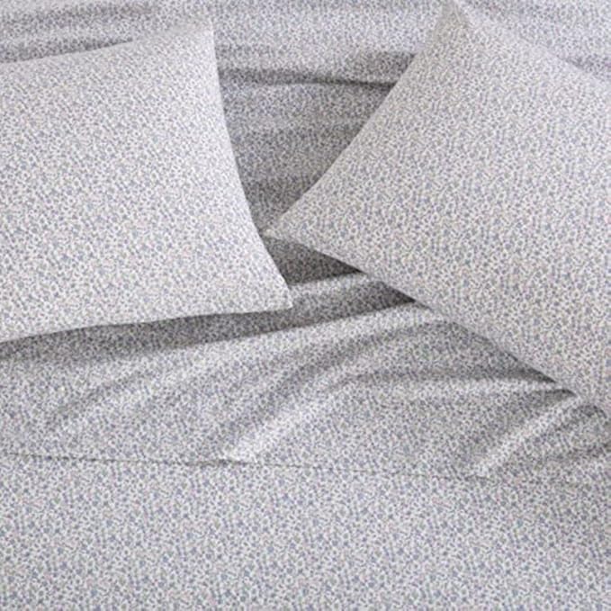 Laura Ashley - Full Sheets, Cotton Percale Bedding Set, Lightweight & Breathable Home Decor, Dorm Room Essentials (Emogene Purple, Full)
