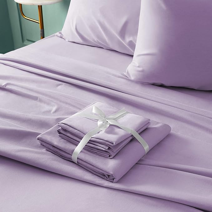 BYSURE 6 Pieces Bed Sheets Set(Full, Lavender) - Hotel Luxury Super Soft 1800 Thread Count 100% Microfiber Sheets with Deep Pockets, Wrinkle & Fade Resistant