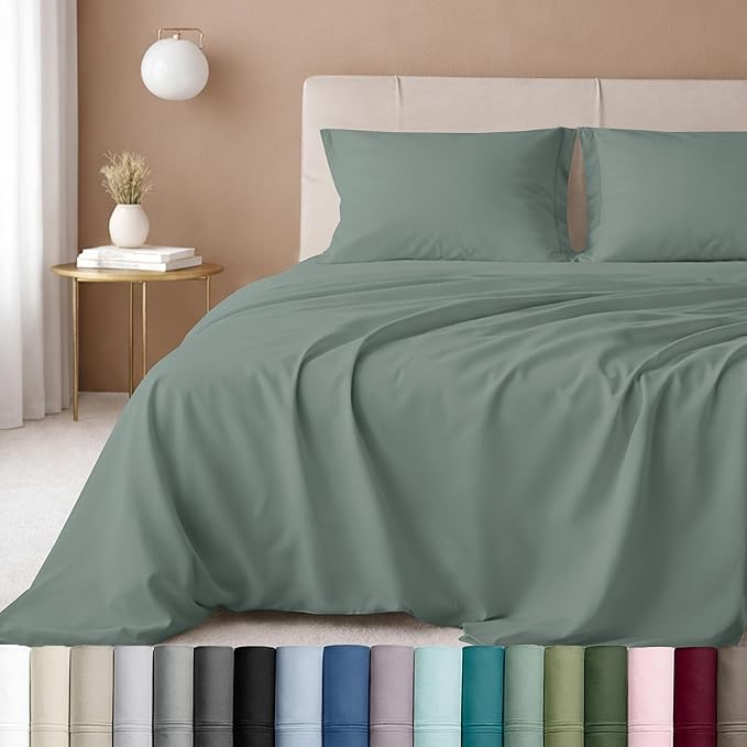 California Design Den Luxury Twin Sheet Set - 100% Cotton, 600 Thread Count Deep Pocket Twin Sheets, Soft Hotel-Quality Bedding with Sateen Weave (Sage Green - Cool Tone)