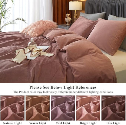 Ivellow Velvet Duvet Cover King Size 3 Pcs Flannel Blush Pink Duvet Cover King Velvet Comforter Cover Bedding Set Ultra Soft Cozy Solid Luxury Velour Duvet Cover Set Zipper Closure Corner Ties