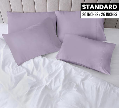 Utopia Bedding Standard Pillow Cases - 4 Pack - Envelope Closure - Soft Brushed Microfiber Fabric - Shrinkage and Fade Resistant Pillow Covers Standard Size 20 X 26 Inches (Standard, Lavender)