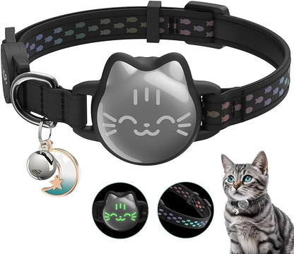 AirTag Cat Collar, Reflective Breakaway Collar, Hidden Holder with Bell | Compatible with Apple AirTag 1st & 2nd Gen, Lightweight Water-Resistant Strap for Cats, AirTag Not Included