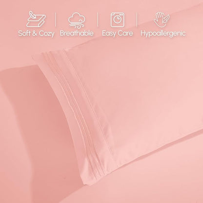 Elegant Comfort Luxurious 1500 Premium Hotel Quality Microfiber 4-Piece Sheet Set, 18-24 Inches Deep - Extra Deep Pocket Sheets - Ultra Soft 4PC Deep Pocket Sheets, California King, Dusty Rose
