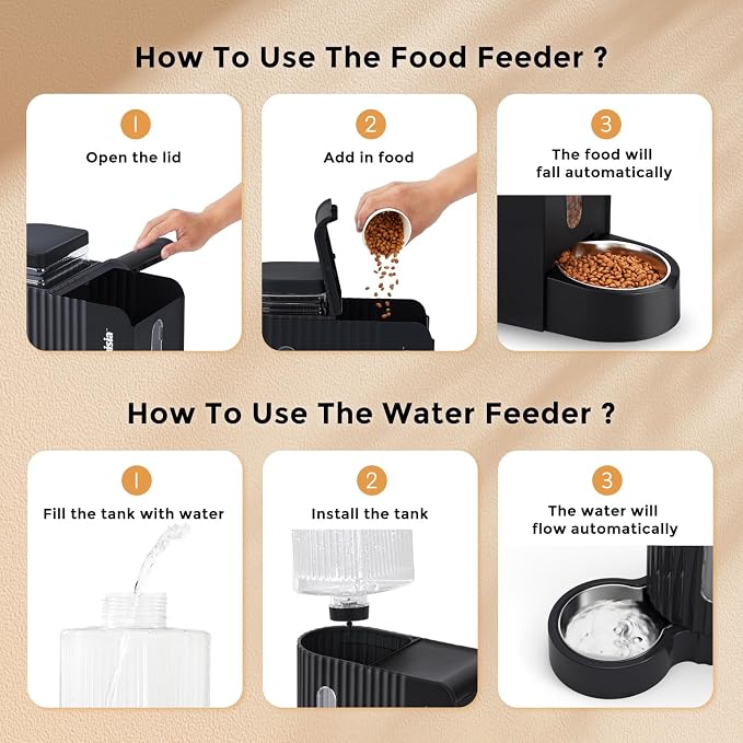 ZOMISIA Gravity Cat Feeder and Water Dispenser, Large Capacity for Puppy