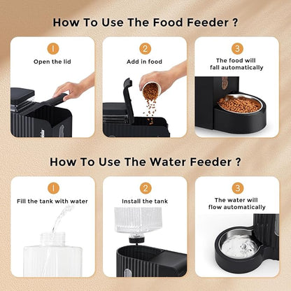 ZOMISIA Gravity Cat Feeder and Water Dispenser, Large Capacity for Puppy