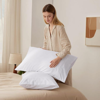 Bedsure King Size Pillow Cases Set of 2 - White Brushed Microfiber Pillowcases 2 Pack, Super Soft Pillow Case Cover with Envelope Closure for Kids, Wrinkle, Fade Resistant, 20x36 Inches