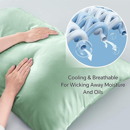 BEDELITE King Size Pillow Cases Set of 2, Rayon Derived from Bamboo, Cooling Pillow Cases for Hot Sleepers & Night Sweats, Breathable and Silky Soft Envelope Pillowcases(Mint Green, 20"x36")