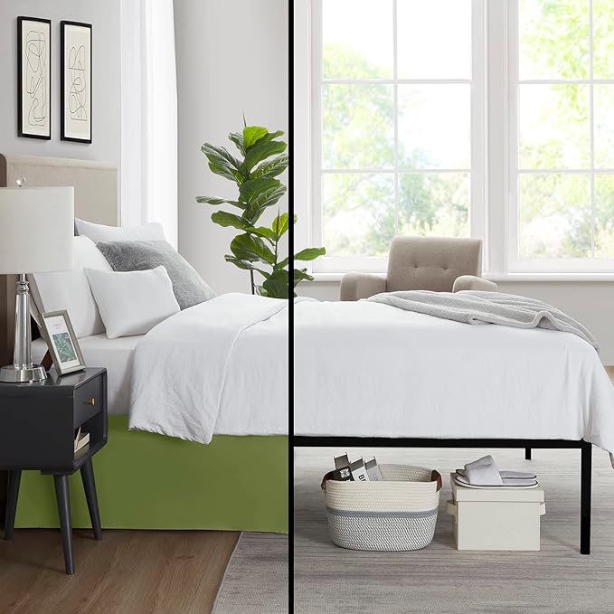 Nestl Calla Green Bed Skirt Queen Size - Queen Bed Skirt 14 Inch Drop - Brushed Microfiber Bed Skirts - Hotel Quality Pleated Bed Skirt - Shrinkage & Fade Resistant