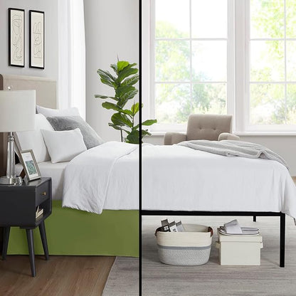 Nestl Calla Green Bed Skirt Queen Size - Queen Bed Skirt 14 Inch Drop - Brushed Microfiber Bed Skirts - Hotel Quality Pleated Bed Skirt - Shrinkage & Fade Resistant