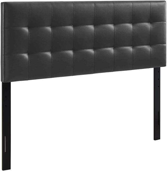 Modway Lily Tufted Faux Leather Upholstered King Headboard in Black