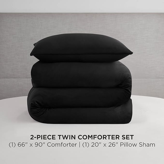 Juicy Couture Black Velour Twin/Twin XL Comforter Set - 2 Piece Luxury Bedding Ensemble