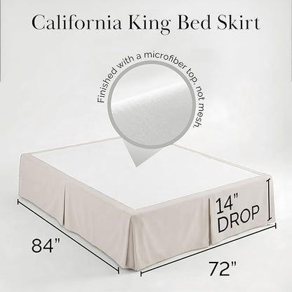 Southshore Fine Living, Inc. Hotel Quality California King Bed Skirt 14 Inch Drop - Pleated Bed Skirt California King Size - Easy Care, Pet Hair Resistant Microfiber Dust Ruffle - Natural Beige