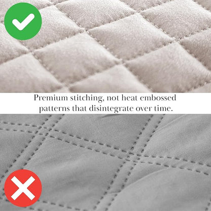 Southshore Fine Living, Inc. Full/Queen Quilt Bedding Set, Microfiber Quilts Queen Size, Coverlet, Stain & Pet Hair Resistant Bedding, Full Size Bedspread with 2 Pillow Shams, Bone (Pack of 4)