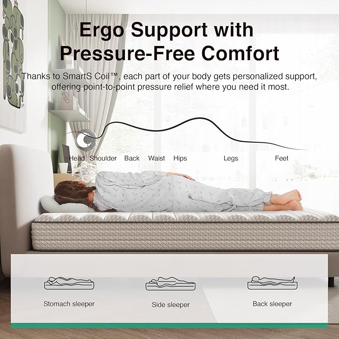 Novilla Queen Mattress, 6 Inch Queen Size Mattresses in a Box with Smarts™ Coil for Pressure Relief, Medium Plush Foam and Spring Hybrid Colchones with CertiPUR-US Certified for Kids