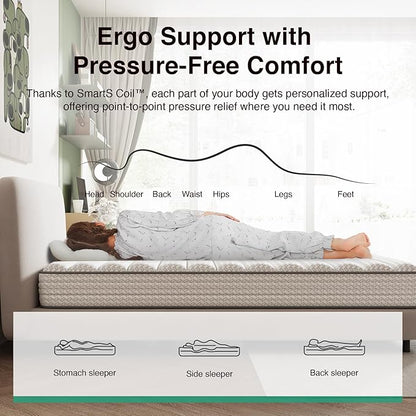 Novilla Queen Mattress, 6 Inch Queen Size Mattresses in a Box with Smarts™ Coil for Pressure Relief, Medium Plush Foam and Spring Hybrid Colchones with CertiPUR-US Certified for Kids