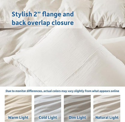 Nestl Off White Duvet Cover King Size - Soft Prewashed King Duvet Cover Set, 3 Piece, with Zipper Closure, 1 Duvet Cover 104x90 inches and 2 Pillow Shams - No Comforter