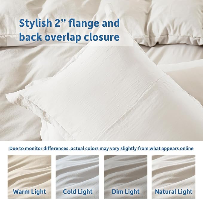 Nestl Twin Duvet Cover Set - Soft Prewashed Off White Duvet Cover Twin/Twin XL, 2 Piece, with Zipper Closure, 1 Duvet Cover 68x90 inches and 1 Pillow Sham - No Comforter
