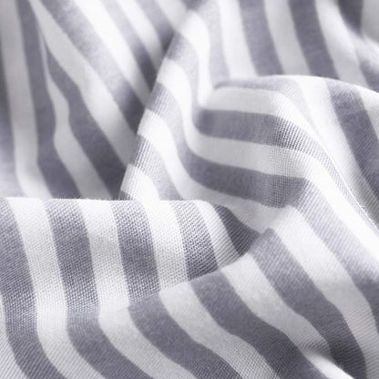 Wake In Cloud - Striped Cotton Duvet Cover Set, Ticking Stripe Pinstripe Farmhouse, 100% Cotton Bedding Set, 3 Pieces, Gray White, Twin/Twin XL Size