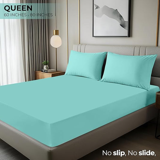 Utopia Bedding Queen Fitted Sheet - Bottom Sheet - Deep Pocket - Soft Microfiber - Shrinkage and Fade Resistant - Easy Care -1 Fitted Sheet Only (Spa Blue)