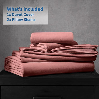 Nestl Pink Clay Duvet Cover Queen Size - Soft Prewashed Queen Duvet Cover Set, 3 Piece, with Zipper Closure, 1 Duvet Cover 90x90 inches and 2 Pillow Shams