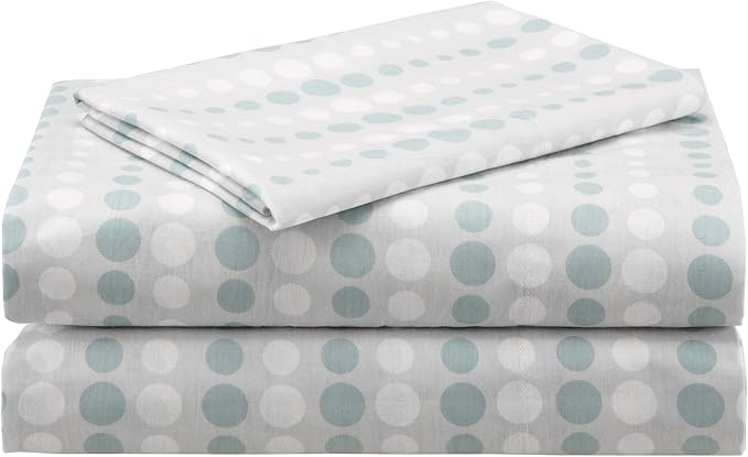 Madison Park Essentials Bed in a Bag Comforter, Vibrant Color Design All Season Down Alternative Cover with Complete Cotton Sheet Set, Twin(68"x86"), Knowles, Circular Aqua, 7 Piece