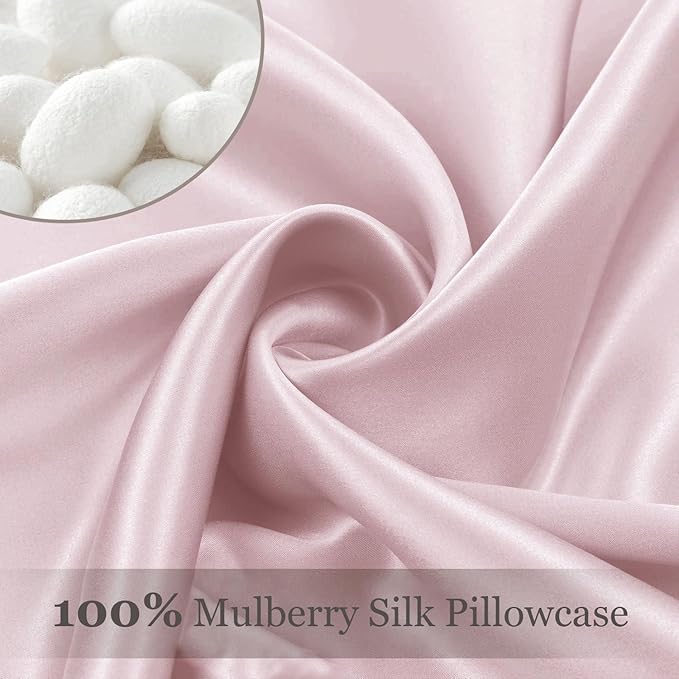 Adubor 100% Silk Pillowcase - Mulberry Silk Pillow Cases, 22 Momme 6A Grade Fibers, Silk Pillow Case for Hair and Skin Health, with Hidden Zipper (Standard 20''×26'', Pink, 1PC)