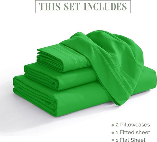 Elegant Comfort Luxurious 1500 Premium Hotel Quality Microfiber 4-Piece Sheet Set, 18-24 Inches Deep - Extra Deep Pocket Sheets - Ultra Soft 4PC Deep Pocket Sheets, King, Emerald Green