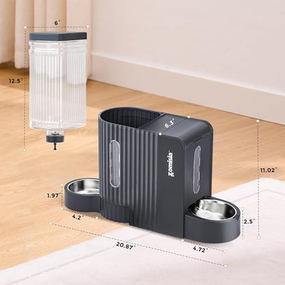 ZOMISIA Gravity Cat Feeder and Water Dispenser, Large Capacity for Puppy