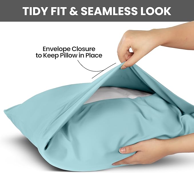 Utopia Bedding King Pillow Cases - 2 Pack - Envelope Closure - Soft Brushed Microfiber Fabric - Shrinkage and Fade Resistant Pillow Covers King Size 20 X 40 Inches (King, Spa Blue)